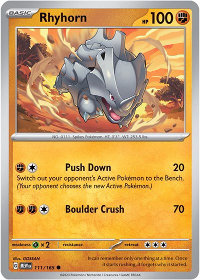 Rhyhorn #111/165 (Normal) - SV: 151
