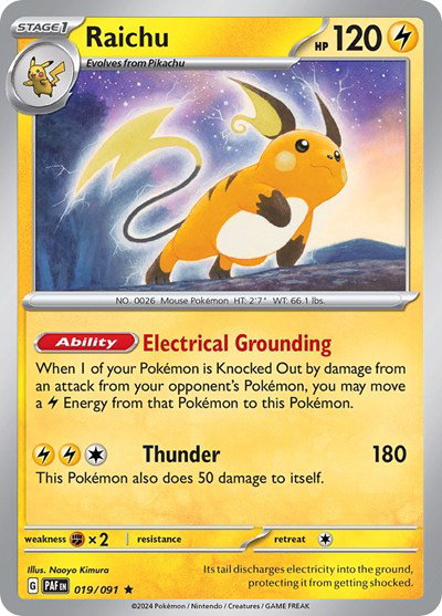 Raichu #019/091 (Reverse Holofoil) - Paldean Fates
