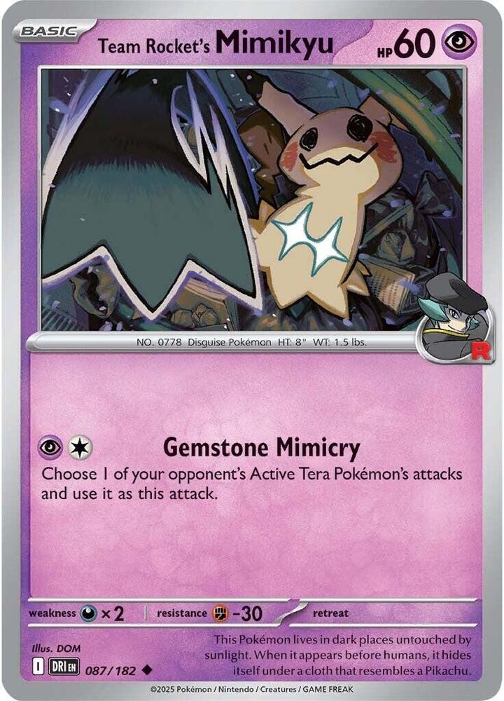 Team Rocket's Mimikyu #087/182 (Reverse Holofoil) - Destined Rivals