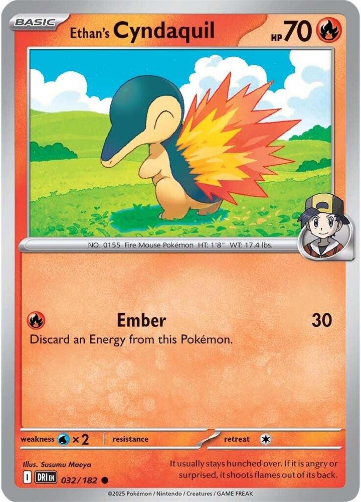 Ethan's Cyndaquil #032/182 (Reverse Holofoil) - Destined Rivals