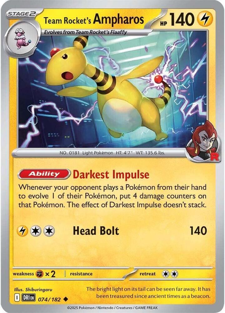 Team Rocket's Ampharos #074/182 (Normal) - Destined Rivals