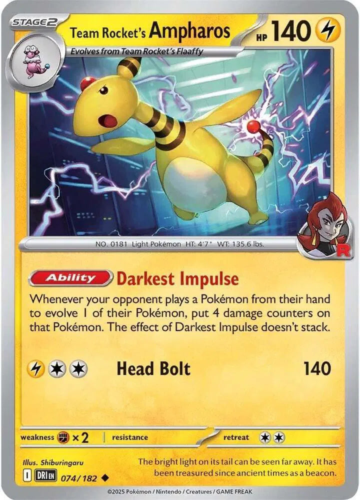 Team Rocket's Ampharos #074/182 (Normal) - Destined Rivals