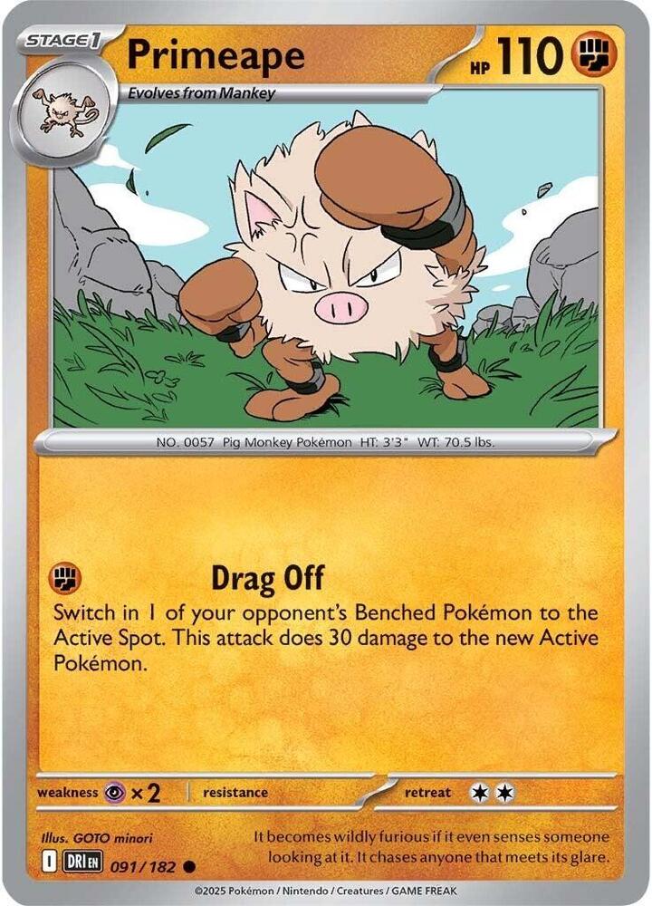 Primeape #091/182 (Reverse Holofoil) - Destined Rivals