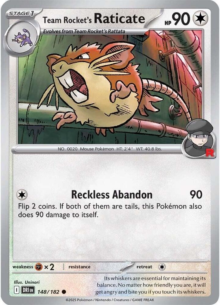 Team Rocket's Raticate #148/182 (Reverse Holofoil) - Destined Rivals