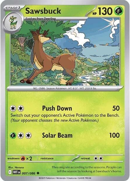 Sawsbuck #007/086 (Normal) - White Flare