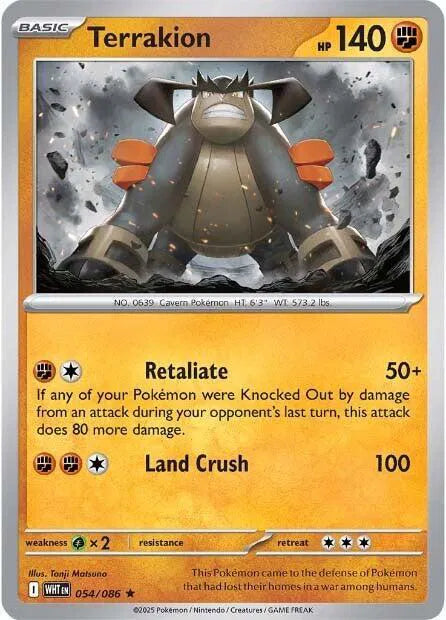 Terrakion #054/086 (Holofoil) - White Flare
