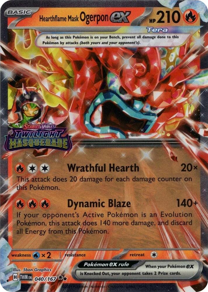 Hearthflame Mask Ogerpon ex (Twilight Masquerade Stamp) #040/167 (Holofoil) - Miscellaneous Cards & Products