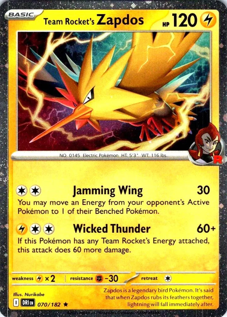 Team Rocket's Zapdos - 070/182 (Cosmos Holo)
